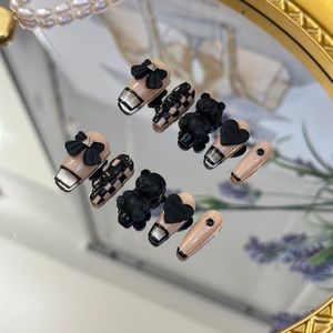 Cute Bear Bowtie Handmade Press On Nails